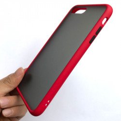 iPhone 8 Plus / 7 / 6S / 6 Plus Slim Matte Hybrid Bumper Case (Black Red)